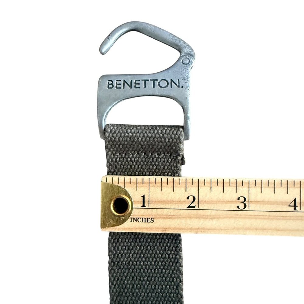 United Colors Of Benetton Olive Canvas Belt Metal Hook Buckle 39" Adjustable - Picture 4 of 13